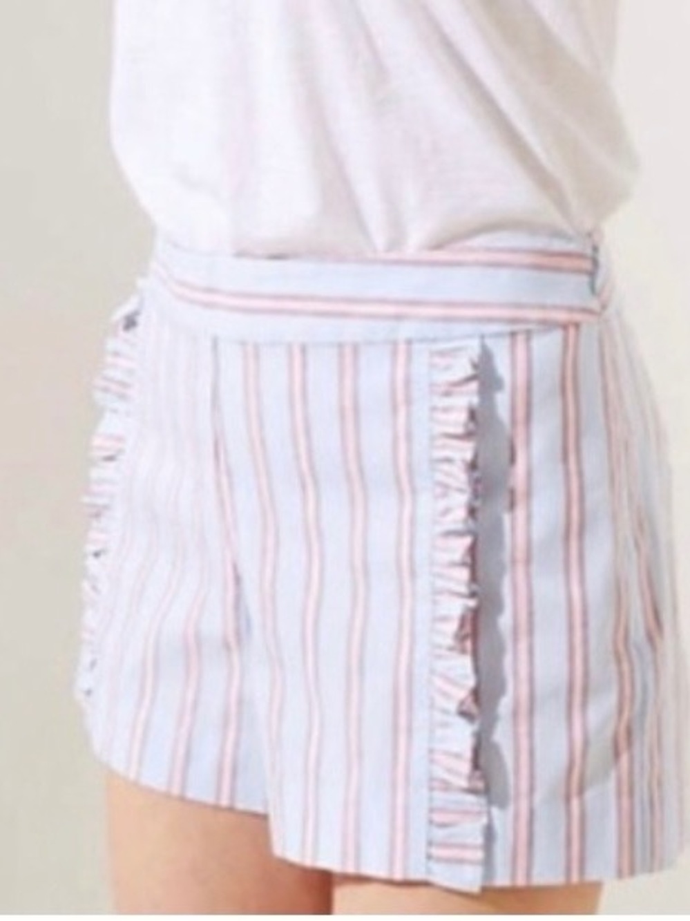 Loft Striped Ruffle Lightweight Shorts 12